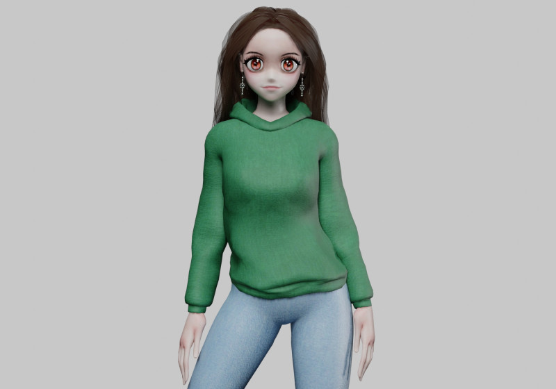 Sweet cute girl V35734 3D Модель .c4d .max .obj .3ds .fbx .stl .blend 