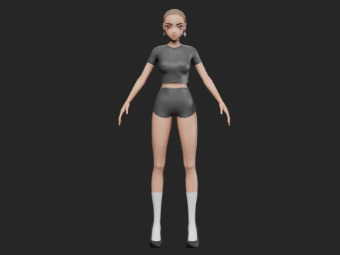 Anime Basic girl V23169 3D Model