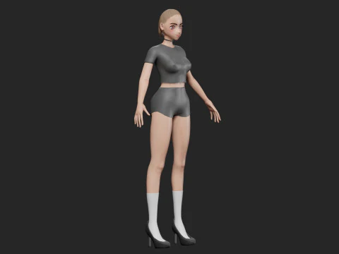 Anime Basic girl V23169 3D Model