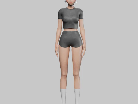 Anime Basic girl V23169 3D Model