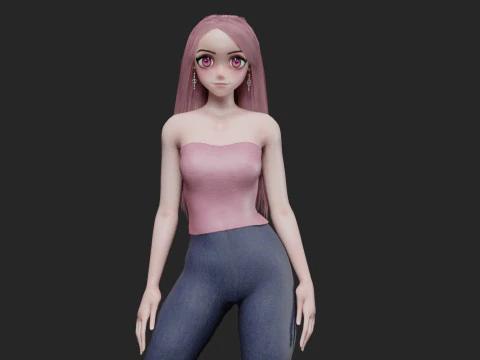 Аніме Красива дівчина V31788 3D Модель