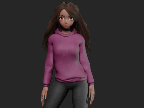 Anime Cartoon girl V33942 3D Model
