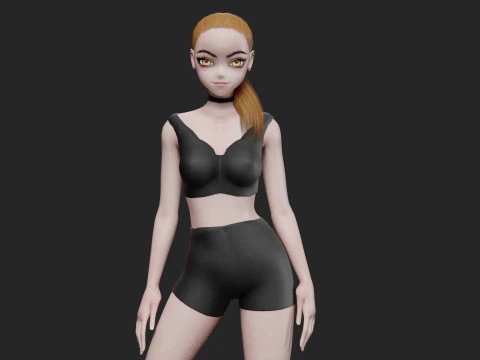 Аниме крутая девчонка V18631 3D Модель