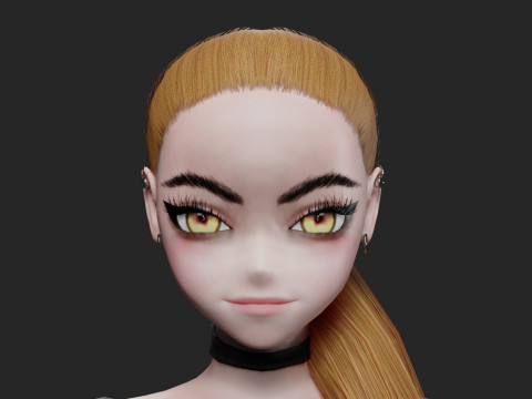 Anime cool girl V18631 Model 3D