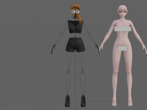 Anime cool girl V18631 Model 3D