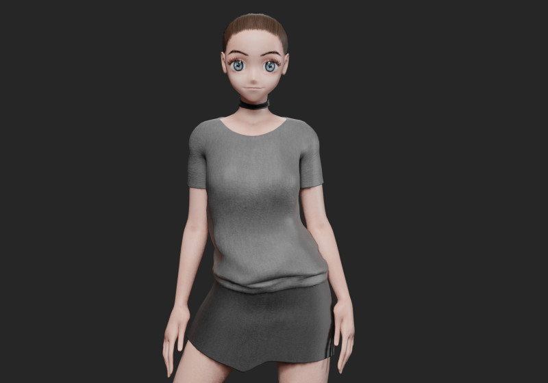 Anime cute girl V19561 Modello 3D .c4d .max .obj .3ds .fbx .stl .blend