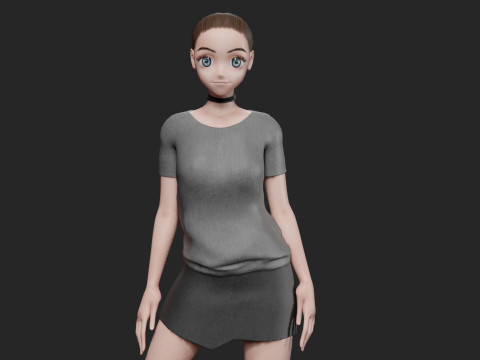 Anime cute girl V19561 3D Model