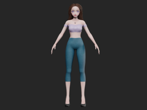 Anime Standard girl V30545 3D Model