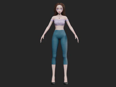 Anime Standard girl V30545 3D Model