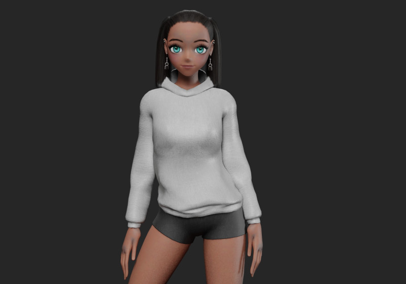 Anime stylized girl V24057 3D 모델 .c4d .max .obj .3ds .fbx .stl .blend 