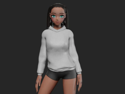 Gadis bergaya anime V24057 Model 3D