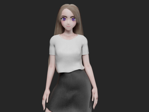 Basic anime girl V29361 3D Model