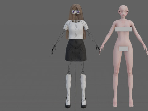 Basic anime girl V29361 3Dモデル