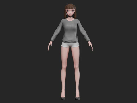Basic Beautiful girl V22792 3D Model