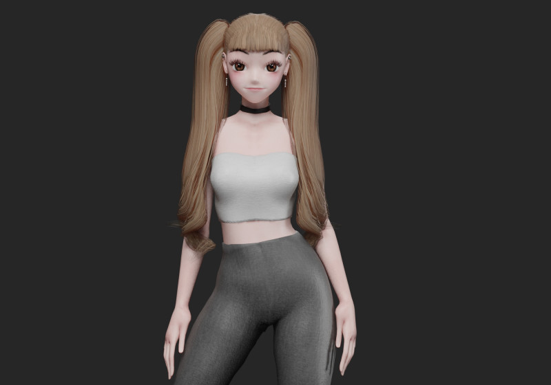 Basic cool girl V26504 3D Model .c4d .max .obj .3ds .fbx .stl .blend 
