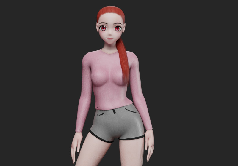 Basic cute girl V21389 3D Модель .c4d .max .obj .3ds .fbx .stl .blend 