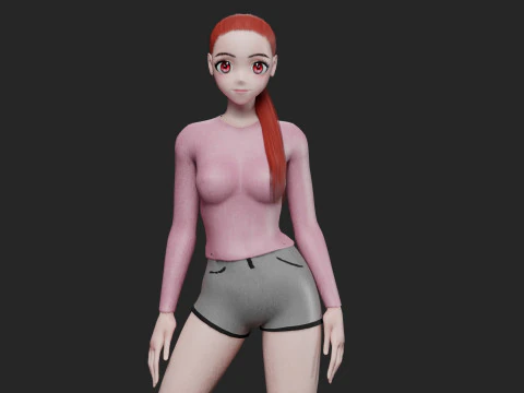 베이직 귀여운 소녀 V21389 3D 모델