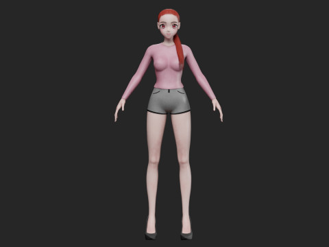 Basic cute girl V21389 3D Модель
