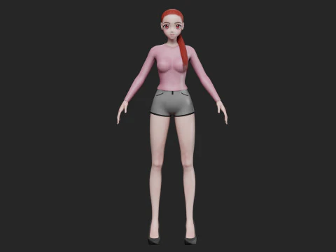 Basic cute girl V21389 3D Model