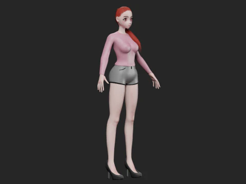 Basic cute girl V21389 3D Model