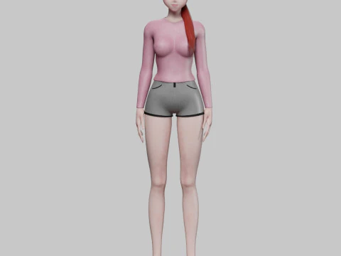 Basic cute girl V21389 3D Model