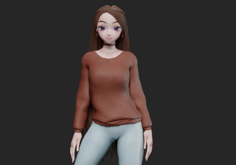 Beautiful anime girl V34029 3D 모델 .c4d .max .obj .3ds .fbx .stl .blend 