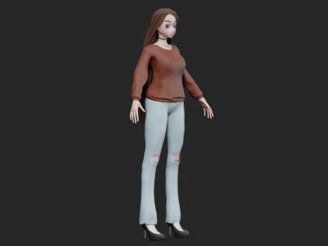Beautiful anime girl V34029 3D Model