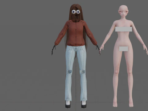 Beautiful anime girl V34029 3D Model