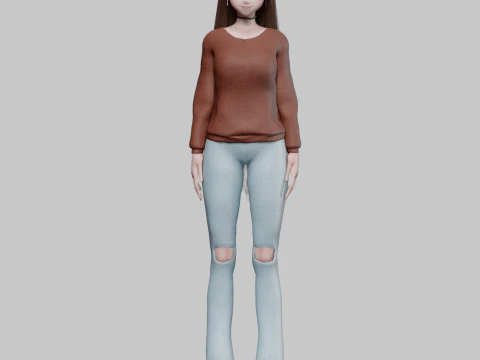 Beautiful anime girl V34029 3D Model