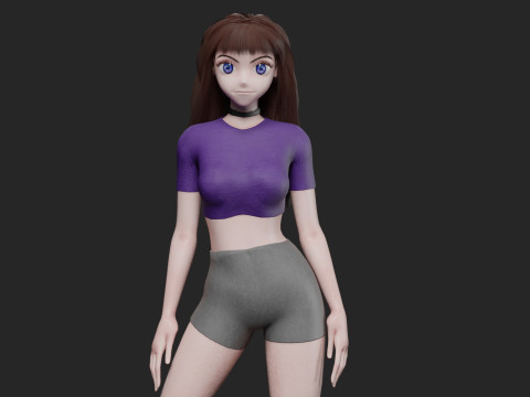 Cartoon anime girl V31721 Modelo 3D