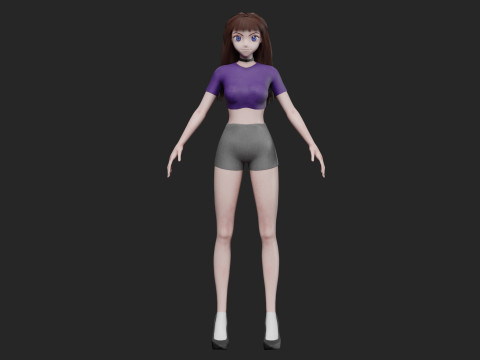 Cartoon anime girl V31721 3D Model