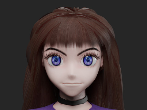 Cartoon anime girl V31721 3D Model