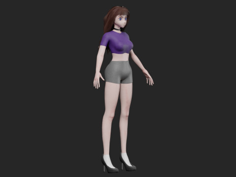 Cartoon anime girl V31721 3D Model