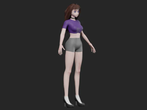 Cartoon anime girl V31721 3D Model