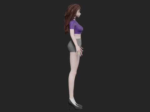 Cartoon anime girl V31721 3D Model