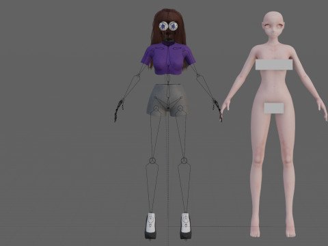 Cartoon anime girl V31721 3D Model