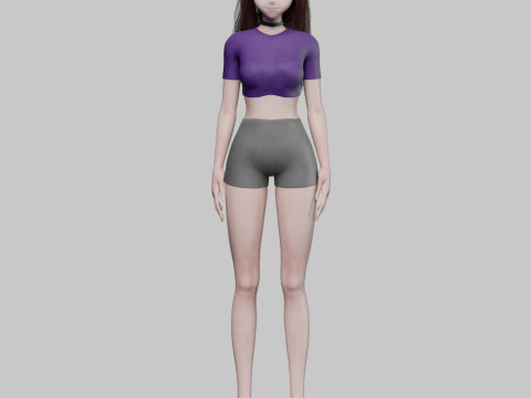Cartoon anime girl V31721 3D Model