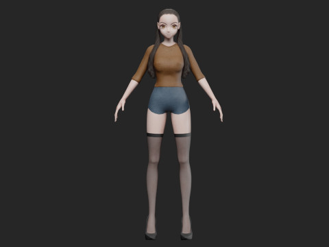 Cartoon cute girl V26068 3Dモデル