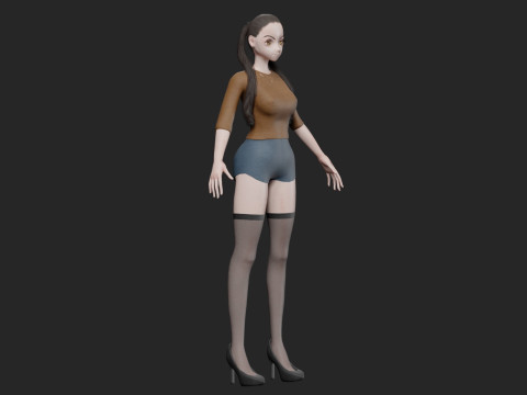 Cartoon cute girl V26068 3Dモデル