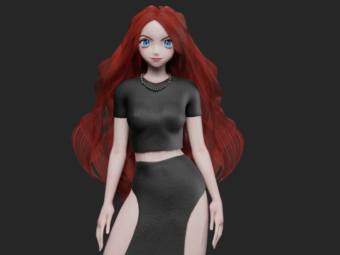 Classic anime girl V36507 3D-Modell