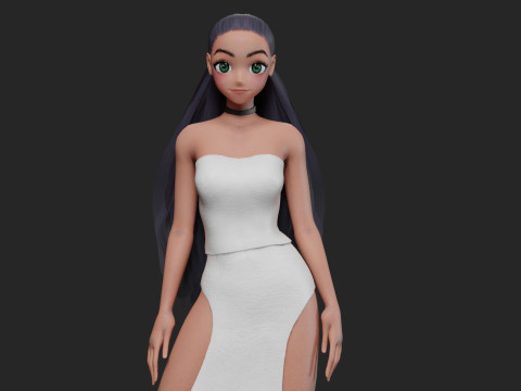 Cool anime girl V23385 3D Model