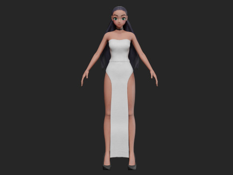 Cool anime girl V23385 Model 3D