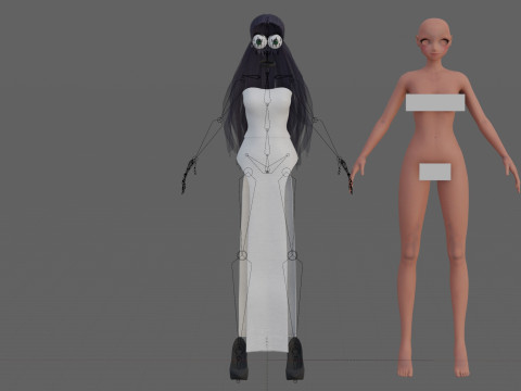 Cool anime girl V23385 Model 3D