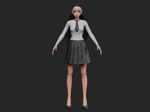 Cute anime girl V25263 Modello 3D