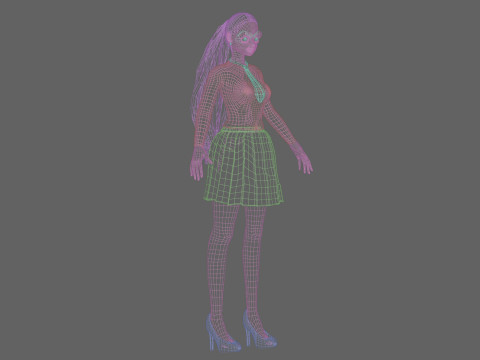 Cute anime girl V25263 Modello 3D