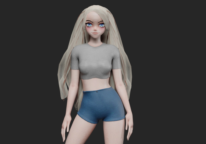 Cute Basic girl V27796 3D Модель .c4d .max .obj .3ds .fbx .stl .blend 