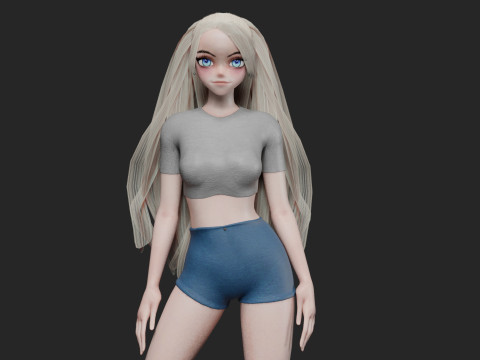 Cute Basic girl V27796 3D-Modell