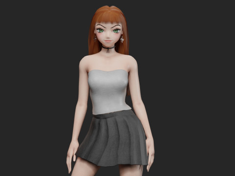 Cute Cartoon girl V31345 3D-Modell