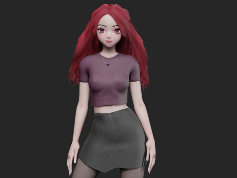 Cute cool girl V33303 3D-Modell