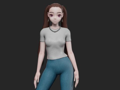 Cute stylized girl V26022 3D-Modell